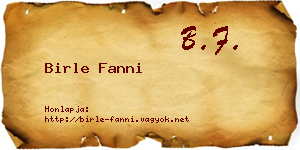 Birle Fanni névjegykártya